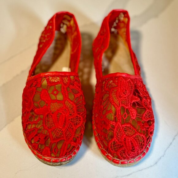 Merona Woman's Orange Lace Espadrilles Size 7 - Picture 2 of 11